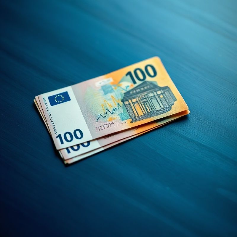 Euro novčanice i financijski grafikon na indigo površini